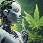 AI robot enjoying cannabis