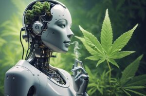 AI robot enjoying cannabis